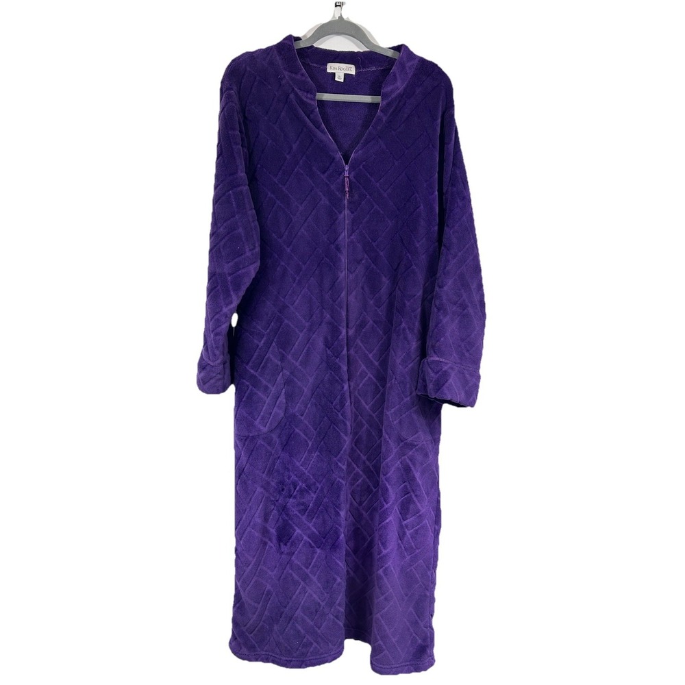 Kim Rogers Plush Purple Lattice Robe ✧ XL ✧ Royal‎ Regency Core Soft Girl Cozy